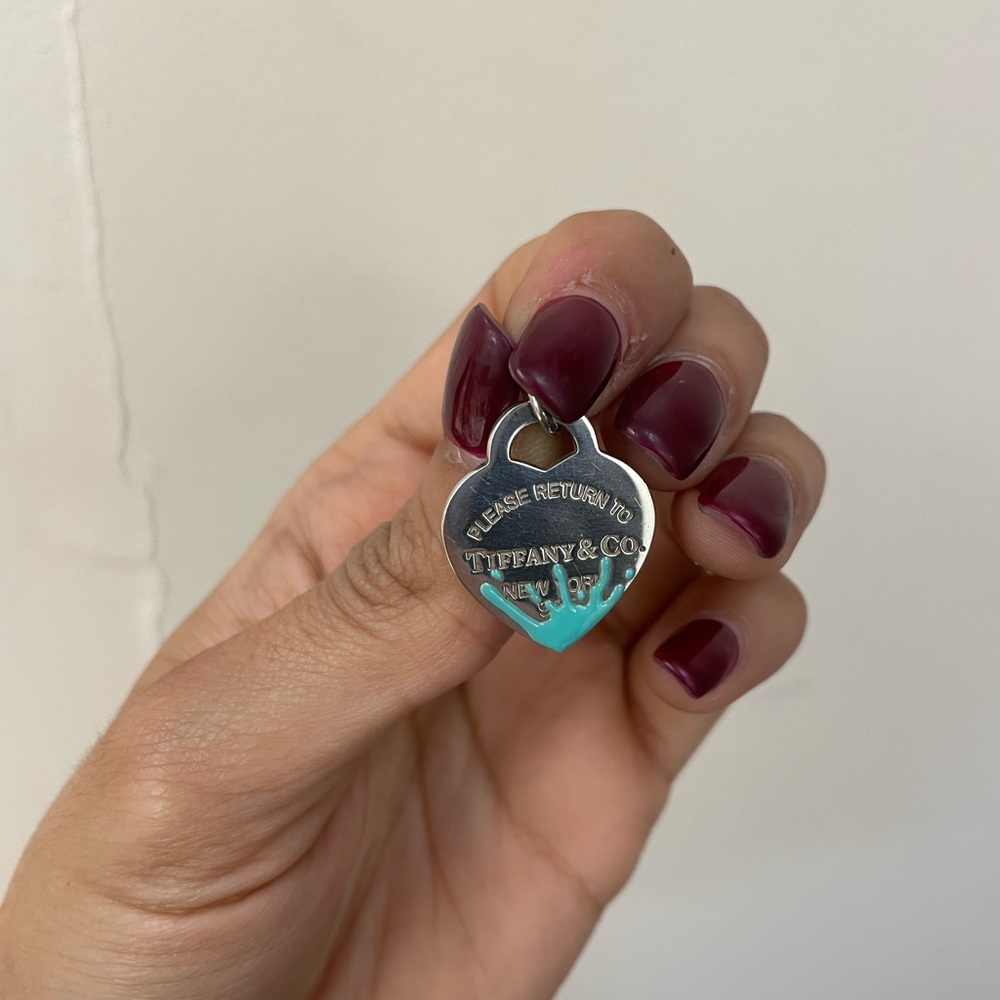 Return to Tiffany authentic blue splash necklace charm 925 silver